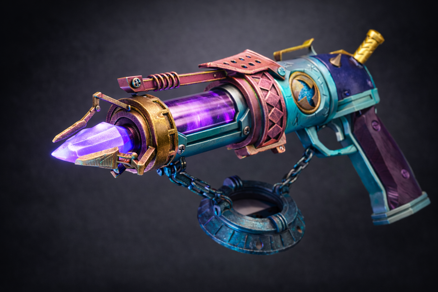 Finished painted example for Arcane: Jinx Zap Pistol Season 2