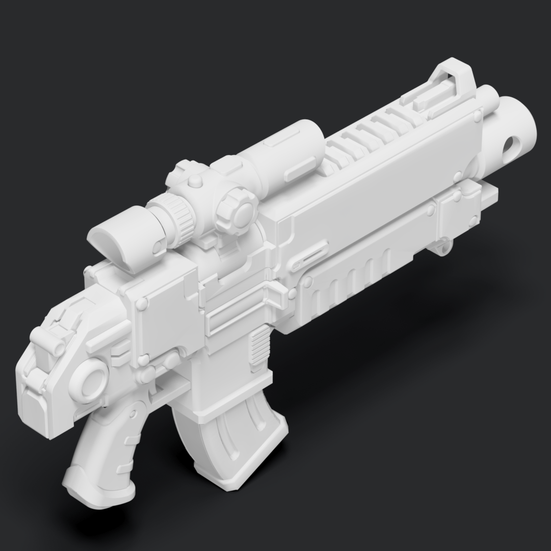 Finished painted example for Grimdark: Bolt Rifle