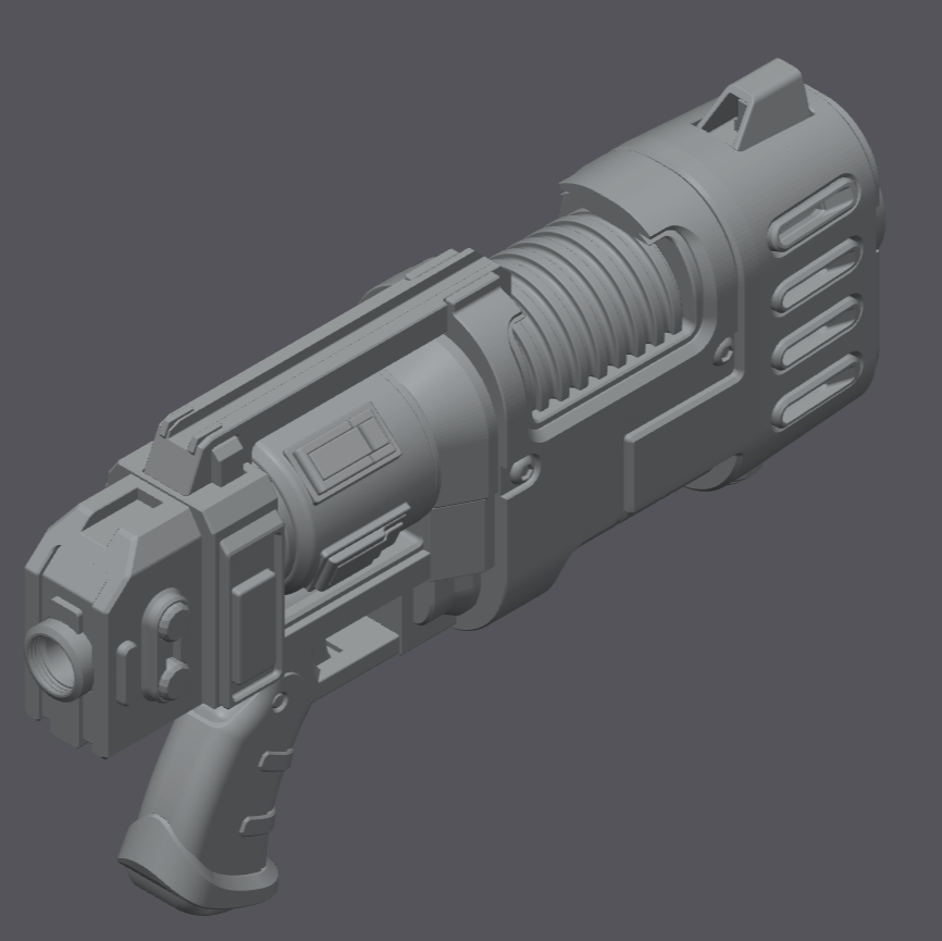 Finished painted example for Grimdark: Plasma Pistol