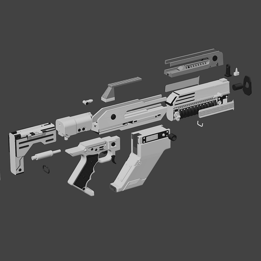 Source-anchored raw-grey RTA image for Alien: Romulus F44AA Pulse Rifle - Ready to Assemble