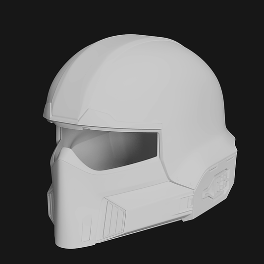 Source-anchored raw-grey RTA image for Helldivers 2: B-01 Tactical Helmet - Ready to Assemble